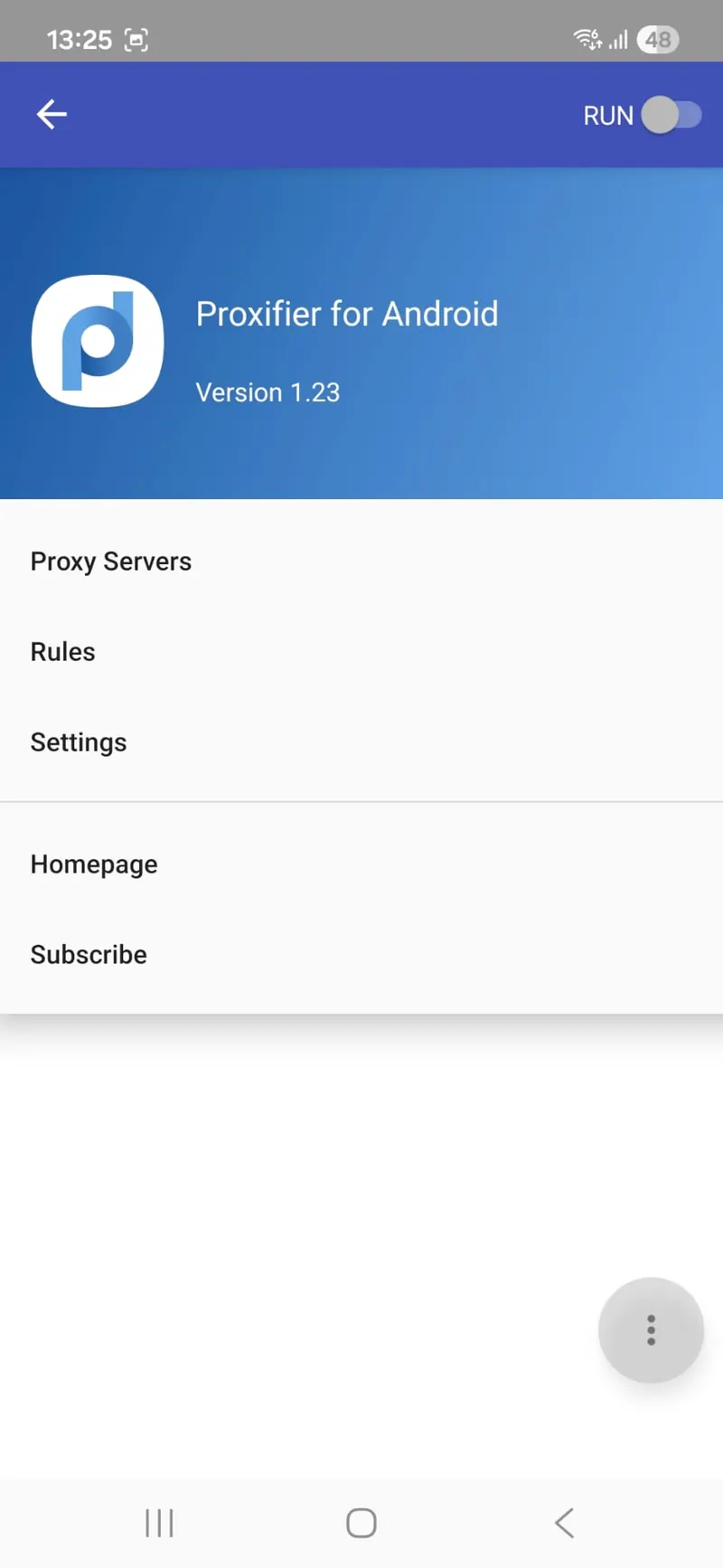 Proxifier Android Proxy Servers Menüsü